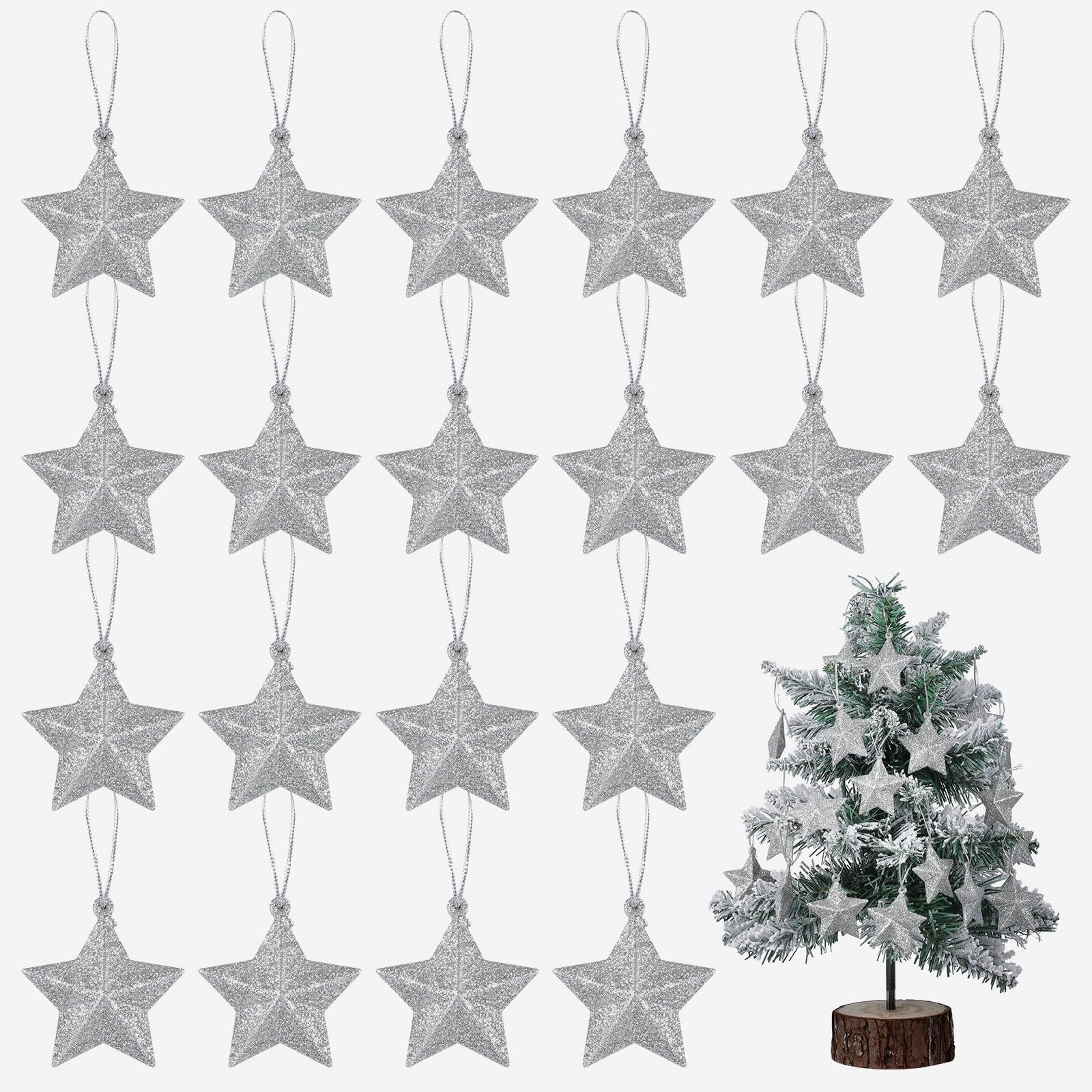 Amazon.com: Beavorty 24pcs Star Shaped Ornament Glitter Star